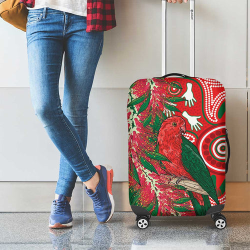 King Parrot Australia Luggage Cover Bottlebrushes Aboriginal Art - Aussie Hoodie