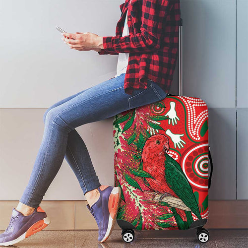King Parrot Australia Luggage Cover Bottlebrushes Aboriginal Art - Aussie Hoodie