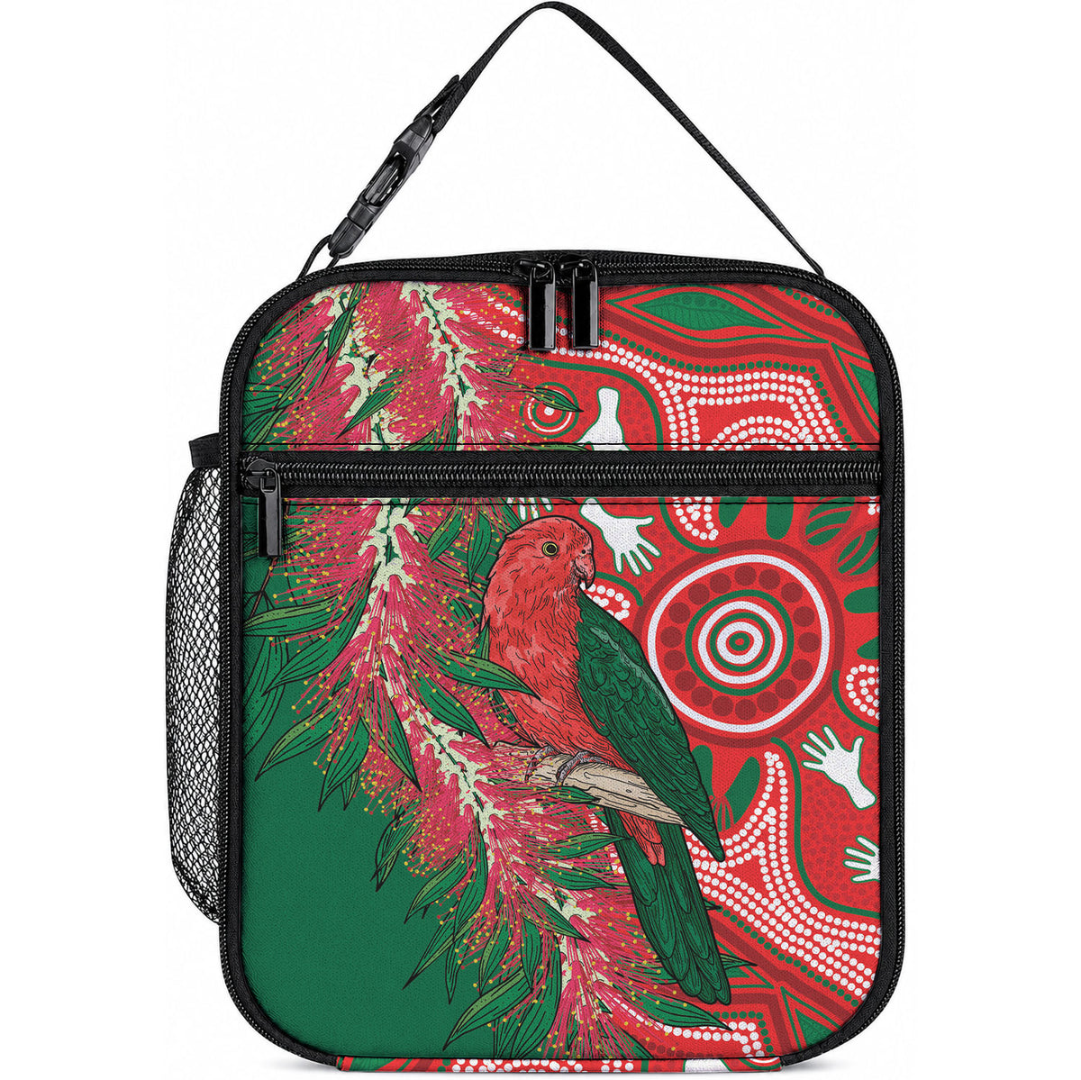 King Parrot Australia Lunch Bag Bottlebrushes Aboriginal Art
