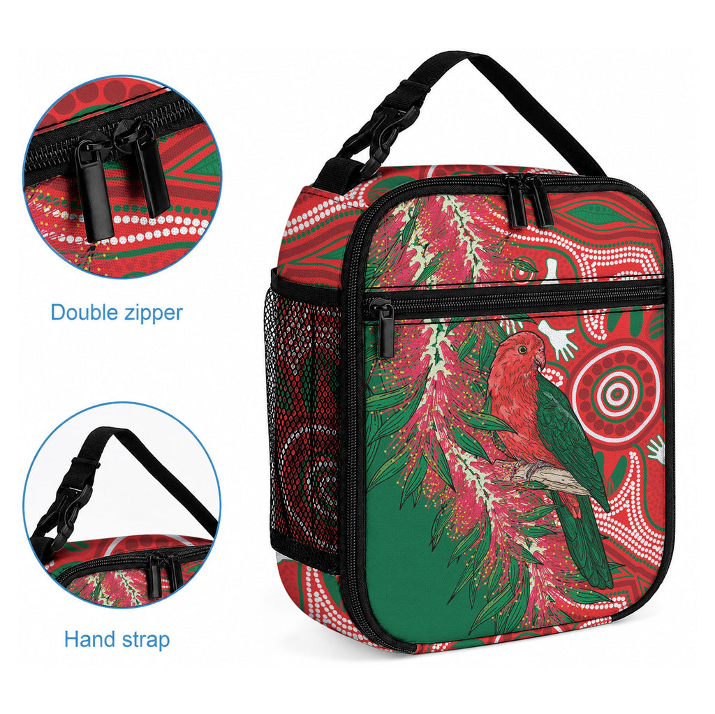 King Parrot Australia Lunch Bag Bottlebrushes Aboriginal Art