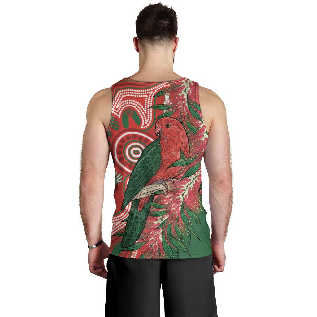 King Parrot Australia Men Tank Top Bottlebrushes Aboriginal Art - Aussie Hoodie