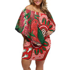 King Parrot Australia Off Shoulder Short Dress Bottlebrushes Aboriginal Art - Aussie Hoodie