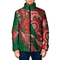 King Parrot Australia Padded Jacket Bottlebrushes Aboriginal Art - Aussie Hoodie