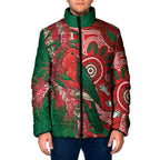 King Parrot Australia Padded Jacket Bottlebrushes Aboriginal Art - Aussie Hoodie