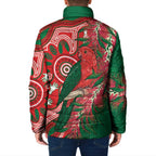King Parrot Australia Padded Jacket Bottlebrushes Aboriginal Art - Aussie Hoodie