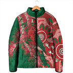 King Parrot Australia Padded Jacket Bottlebrushes Aboriginal Art - Aussie Hoodie