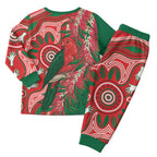 King Parrot Australia Christmas Pajama Set Bottlebrushes Aboriginal Art - Aussie Hoodie