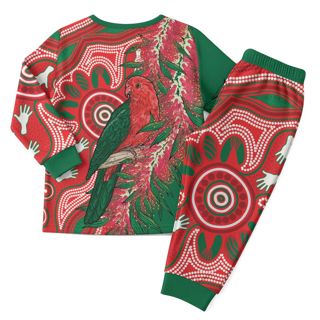 King Parrot Australia Christmas Pajama Set Bottlebrushes Aboriginal Art - Aussie Hoodie