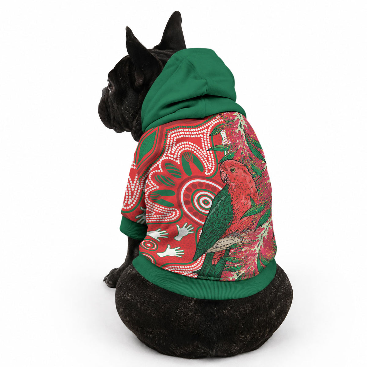 King Parrot Australia Pet Hoodie Bottlebrushes Aboriginal Art
