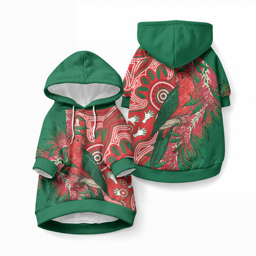 King Parrot Australia Pet Hoodie Bottlebrushes Aboriginal Art