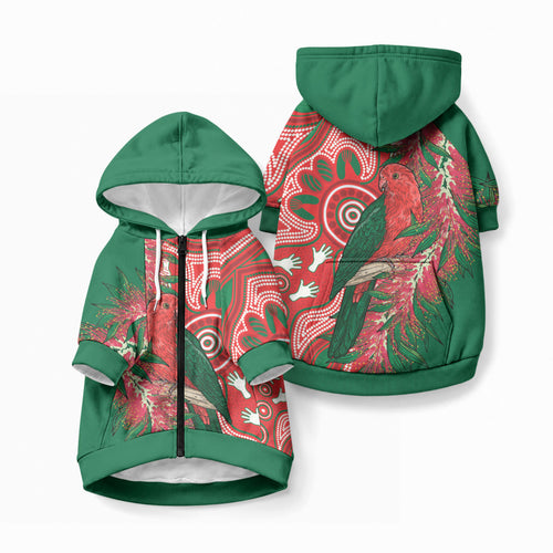 King Parrot Australia Pet Hoodie Bottlebrushes Aboriginal Art