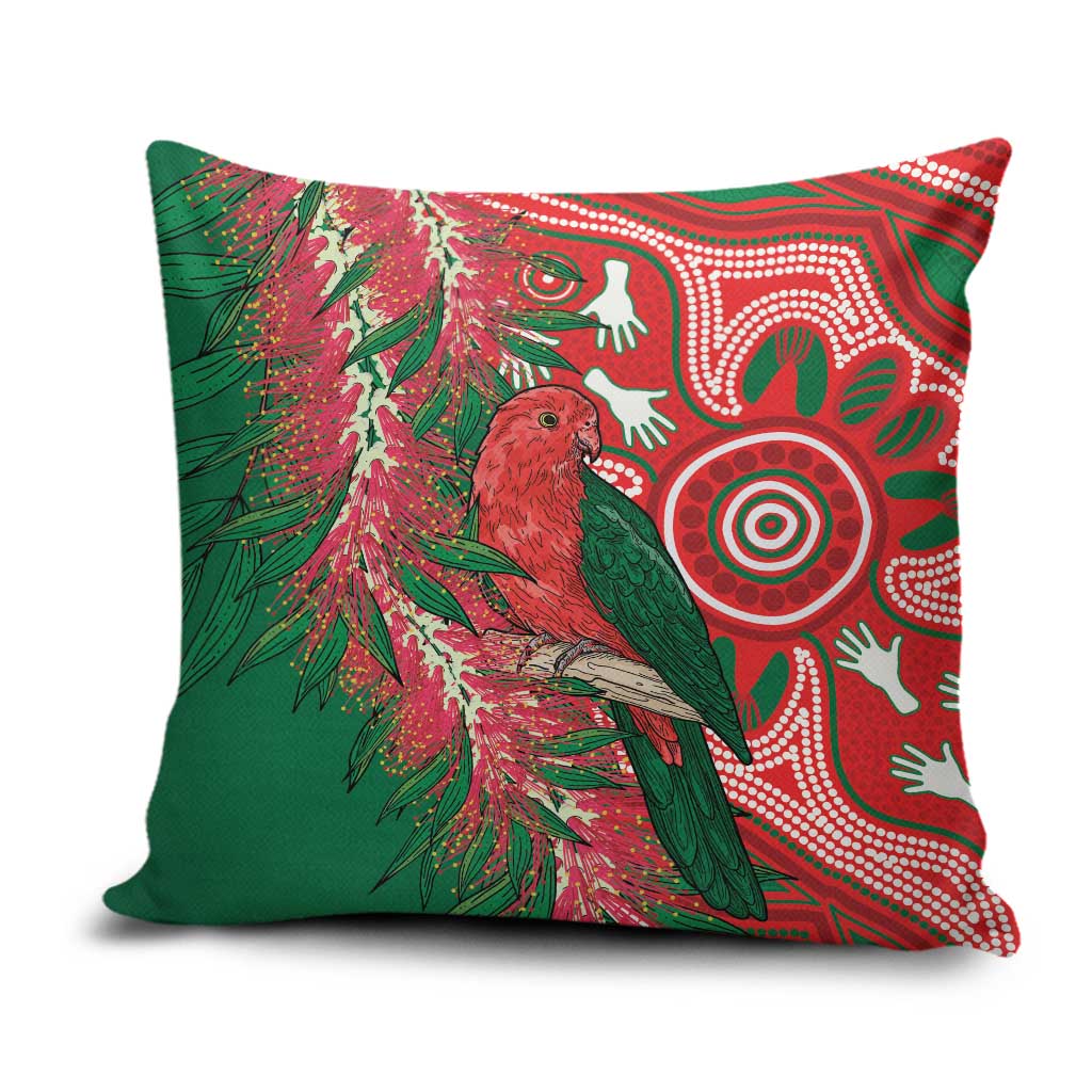 King Parrot Australia Pillow Cover Bottlebrushes Aboriginal Art - Aussie Hoodie