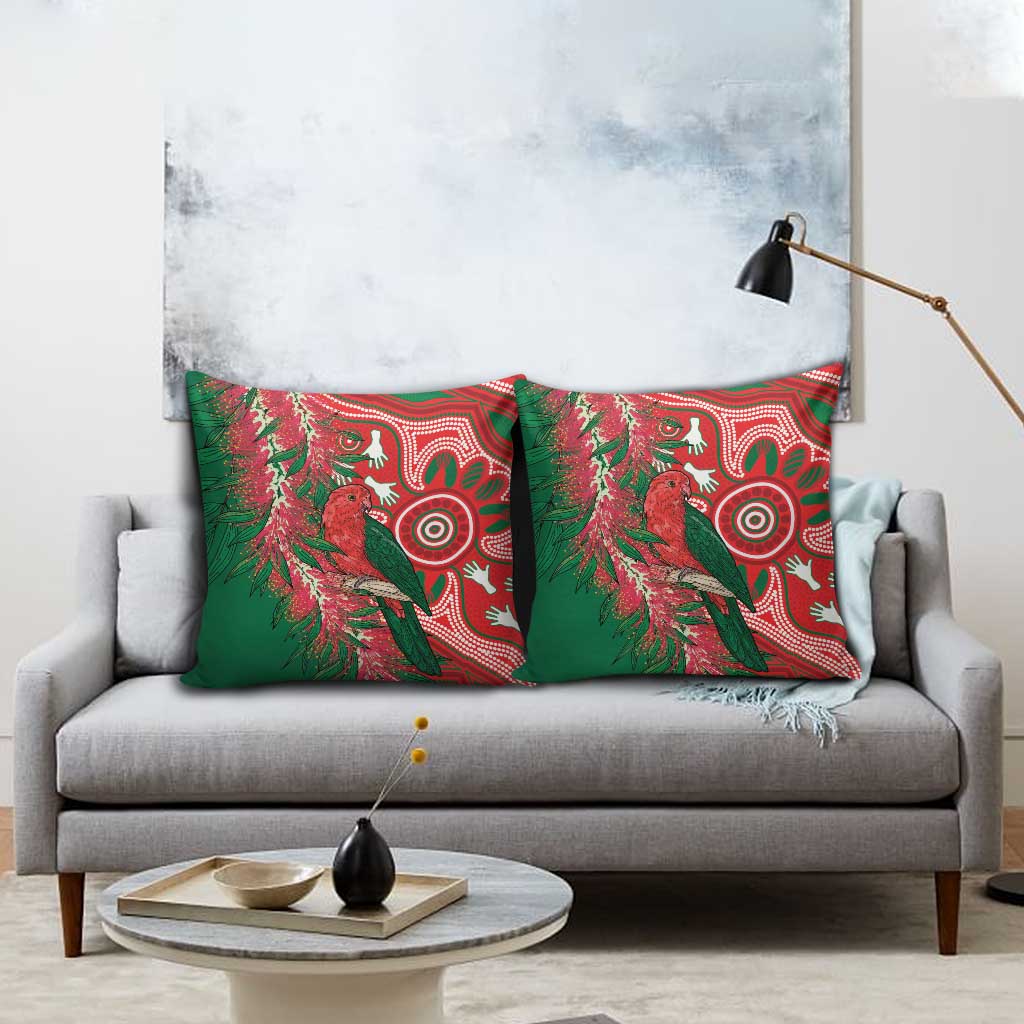 King Parrot Australia Pillow Cover Bottlebrushes Aboriginal Art - Aussie Hoodie
