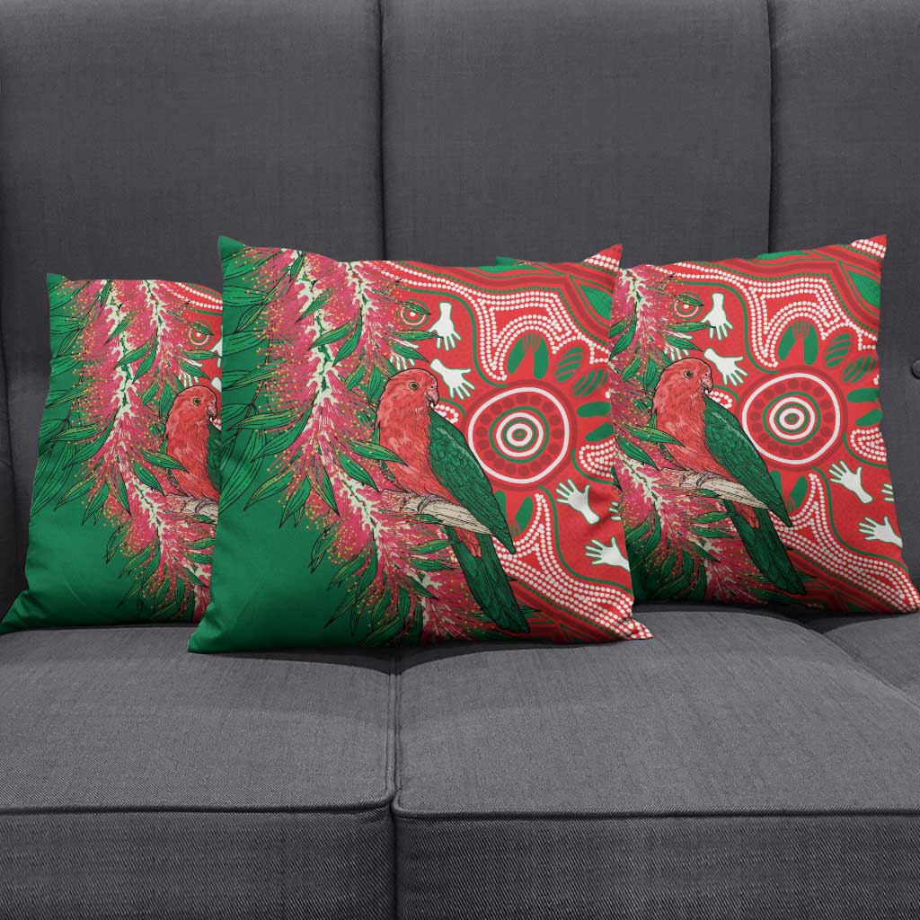 King Parrot Australia Pillow Cover Bottlebrushes Aboriginal Art - Aussie Hoodie