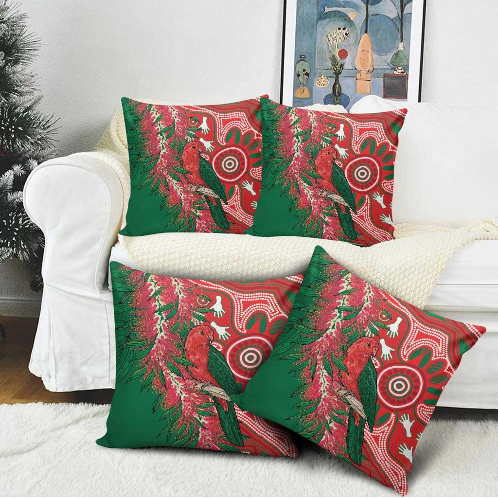 King Parrot Australia Pillow Cover Bottlebrushes Aboriginal Art - Aussie Hoodie