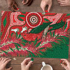 King Parrot Australia Puzzle Bottlebrushes Aboriginal Art - Aussie Hoodie