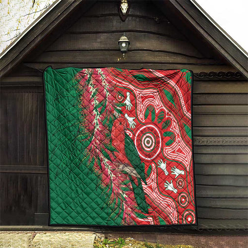 King Parrot Australia Quilt Bottlebrushes Aboriginal Art - Aussie Hoodie