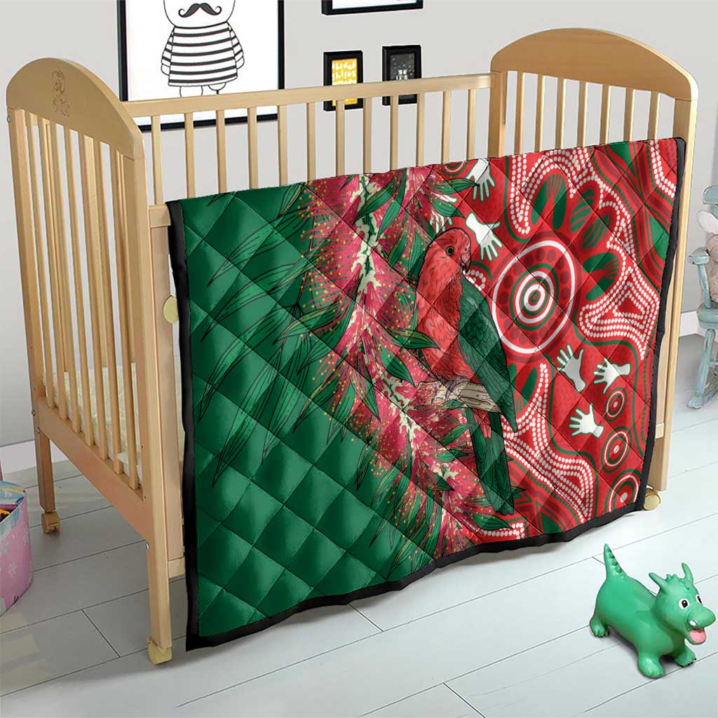 King Parrot Australia Quilt Bottlebrushes Aboriginal Art - Aussie Hoodie