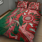King Parrot Australia Quilt Bed Set Bottlebrushes Aboriginal Art - Aussie Hoodie