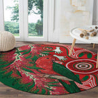 King Parrot Australia Round Carpet Bottlebrushes Aboriginal Art - Aussie Hoodie