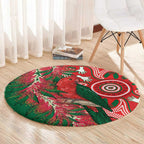 King Parrot Australia Round Carpet Bottlebrushes Aboriginal Art - Aussie Hoodie