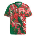 King Parrot Australia Rugby Jersey Bottlebrushes Aboriginal Art - Aussie Hoodie