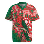 King Parrot Australia Rugby Jersey Bottlebrushes Aboriginal Art - Aussie Hoodie