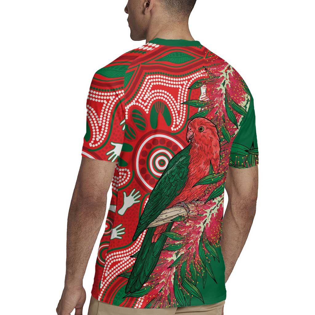 King Parrot Australia Rugby Jersey Bottlebrushes Aboriginal Art - Aussie Hoodie