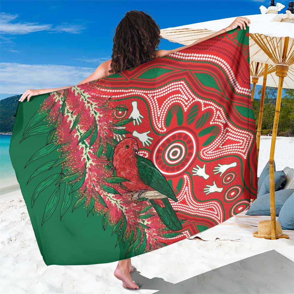 King Parrot Australia Sarong Bottlebrushes Aboriginal Art - Aussie Hoodie
