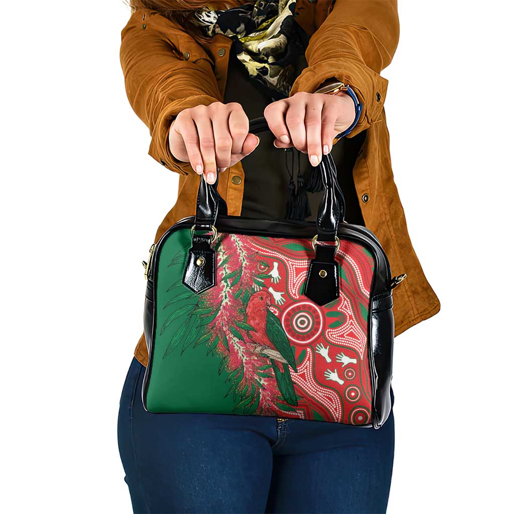 King Parrot Australia Shoulder Handbag Bottlebrushes Aboriginal Art - Aussie Hoodie