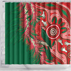 King Parrot Australia Shower Curtain Bottlebrushes Aboriginal Art - Aussie Hoodie