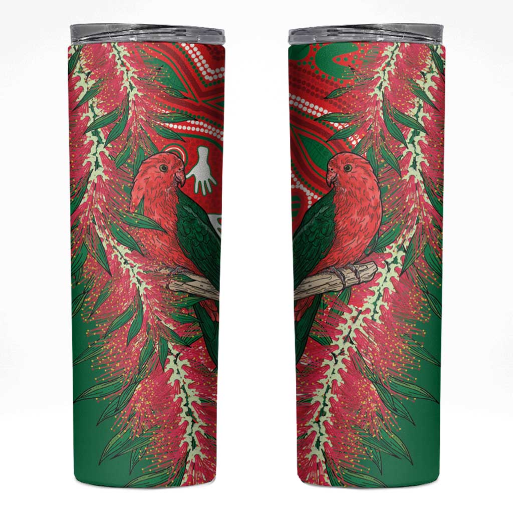 King Parrot Australia Skinny Tumbler Bottlebrushes Aboriginal Art - Aussie Hoodie