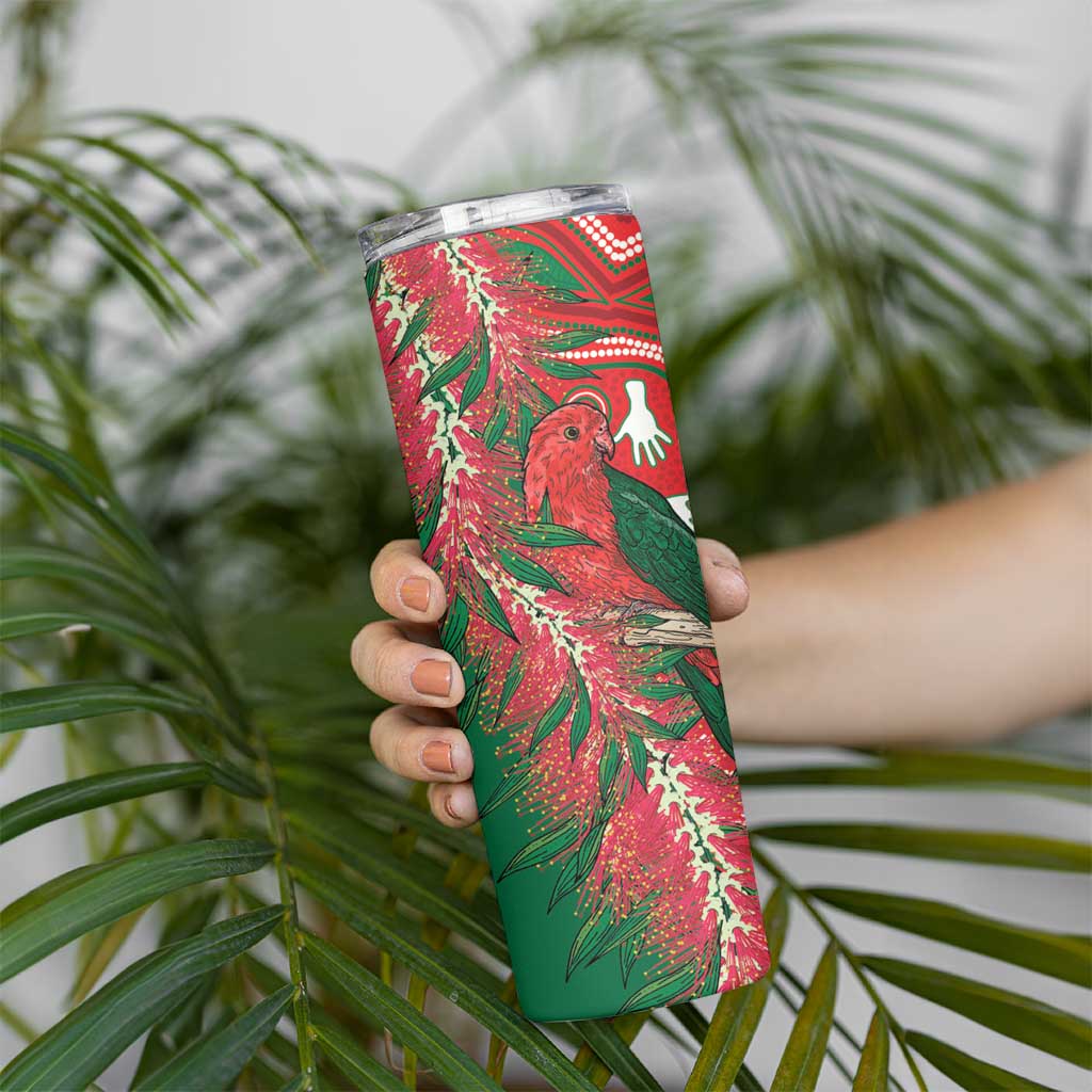 King Parrot Australia Skinny Tumbler Bottlebrushes Aboriginal Art - Aussie Hoodie
