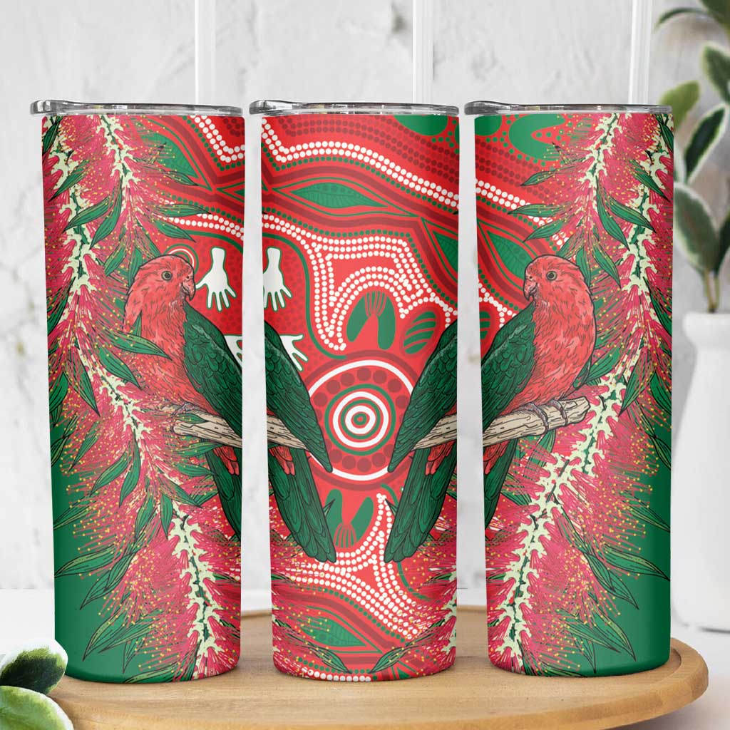 King Parrot Australia Skinny Tumbler Bottlebrushes Aboriginal Art - Aussie Hoodie