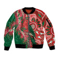 King Parrot Australia Sleeve Zip Bomber Jacket Bottlebrushes Aboriginal Art - Aussie Hoodie