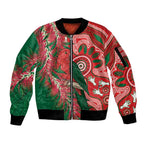 King Parrot Australia Sleeve Zip Bomber Jacket Bottlebrushes Aboriginal Art - Aussie Hoodie