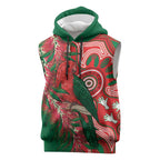King Parrot Australia Sleeveless Hoodie Bottlebrushes Aboriginal Art - Aussie Hoodie