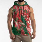 King Parrot Australia Sleeveless Hoodie Bottlebrushes Aboriginal Art - Aussie Hoodie