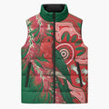King Parrot Australia Sleeveless Puffer Jacket Bottlebrushes Aboriginal Art - Aussie Hoodie
