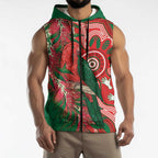 King Parrot Australia Sleeveless Zip Hoodie Bottlebrushes Aboriginal Art LT14