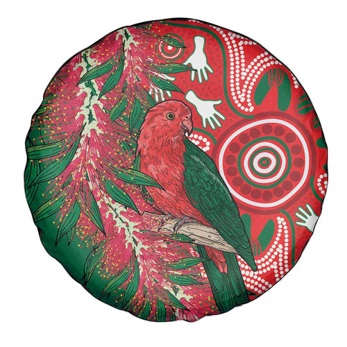 King Parrot Australia Spare Tire Cover Bottlebrushes Aboriginal Art - Aussie Hoodie