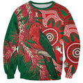 King Parrot Australia Sweatshirt Bottlebrushes Aboriginal Art - Aussie Hoodie