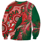 King Parrot Australia Sweatshirt Bottlebrushes Aboriginal Art - Aussie Hoodie