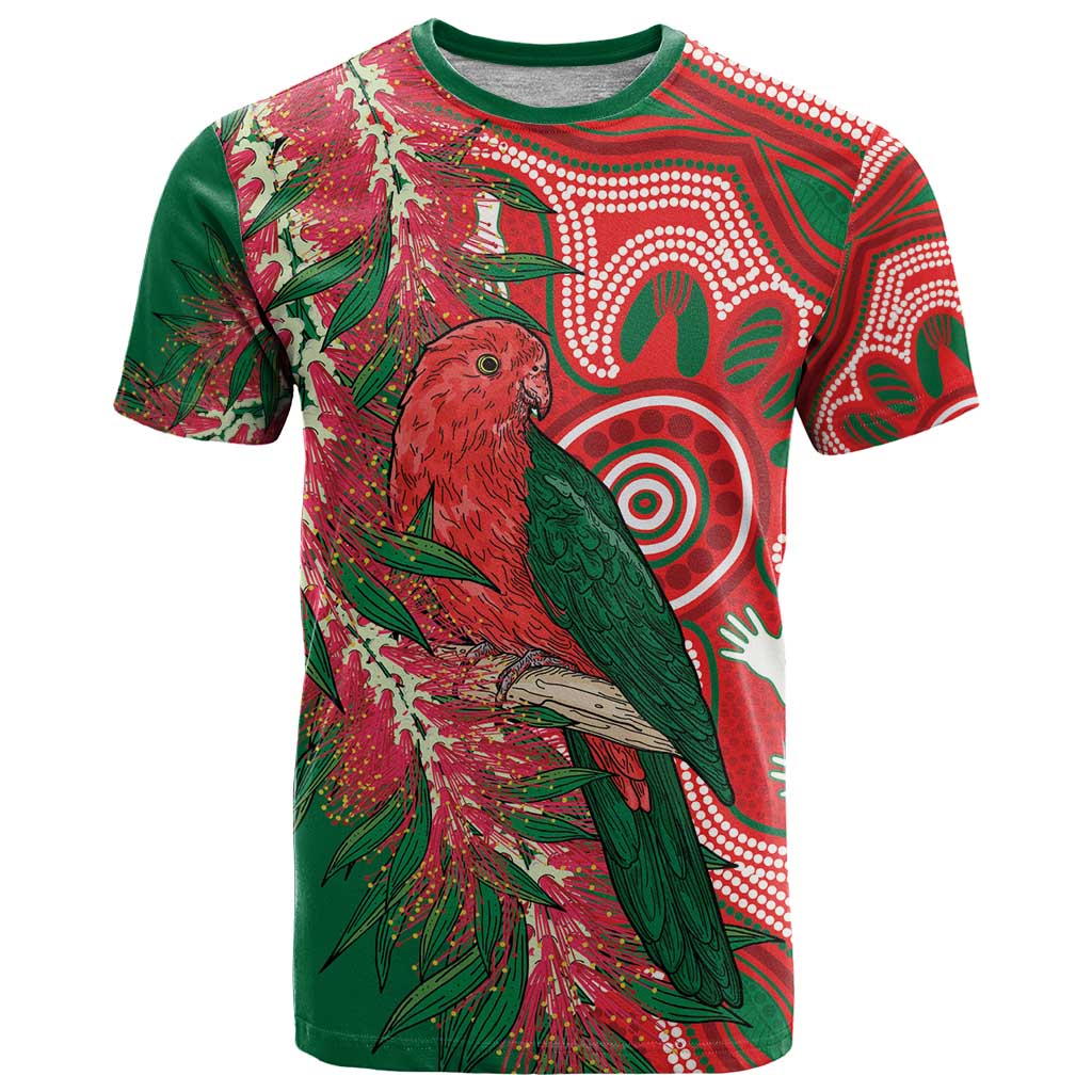 King Parrot Australia T Shirt Bottlebrushes Aboriginal Art - Aussie Hoodie