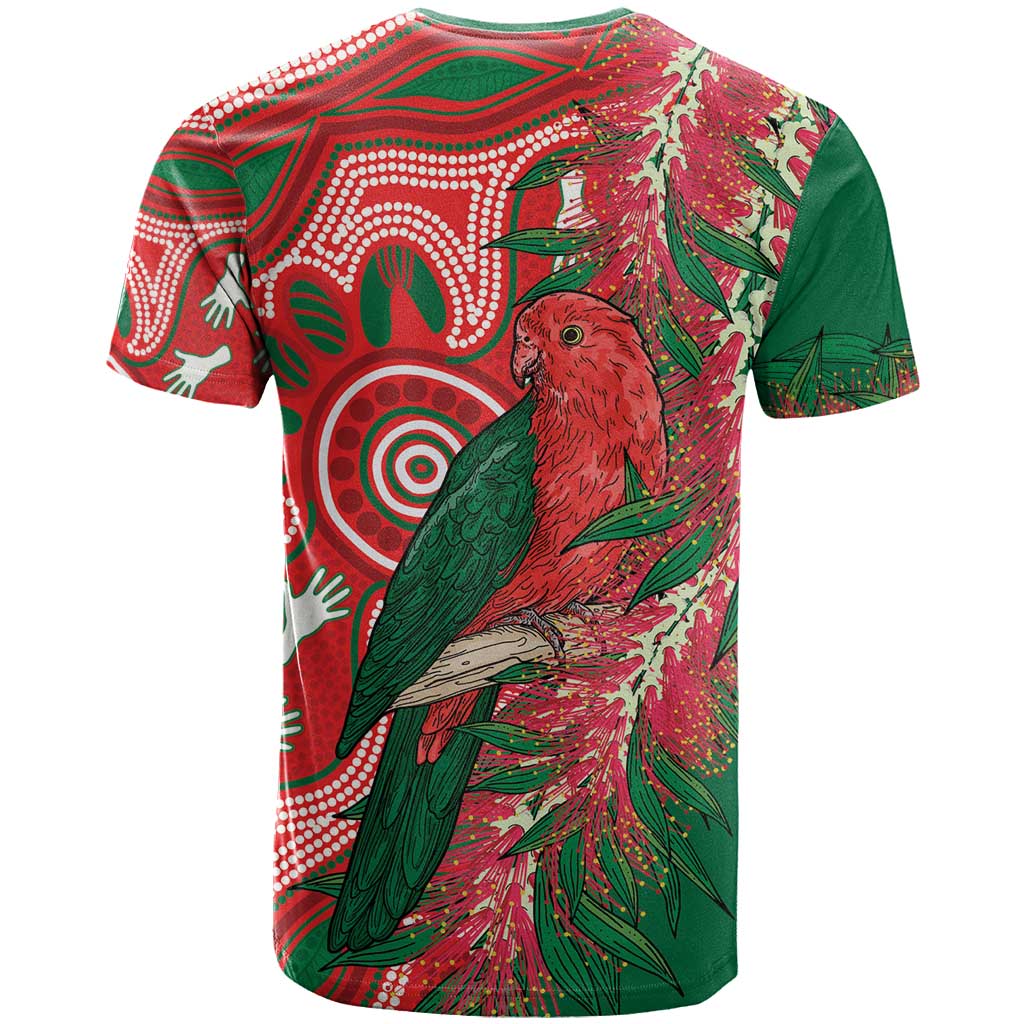 King Parrot Australia T Shirt Bottlebrushes Aboriginal Art - Aussie Hoodie