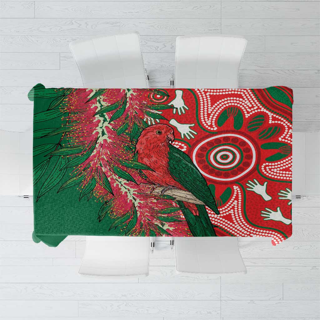 King Parrot Australia Tablecloth Bottlebrushes Aboriginal Art - Aussie Hoodie