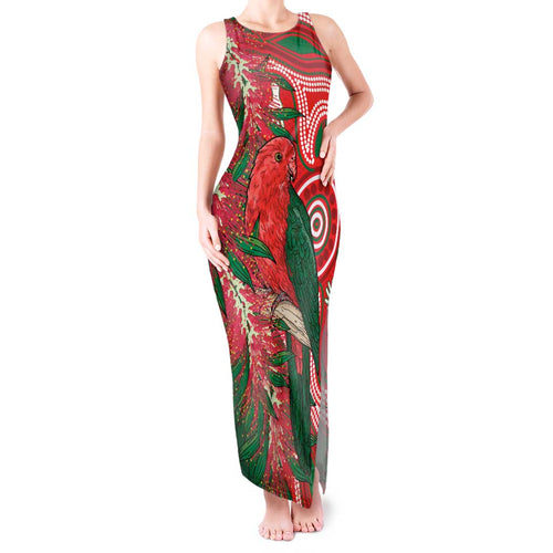 King Parrot Australia Tank Maxi Dress Bottlebrushes Aboriginal Art - Aussie Hoodie