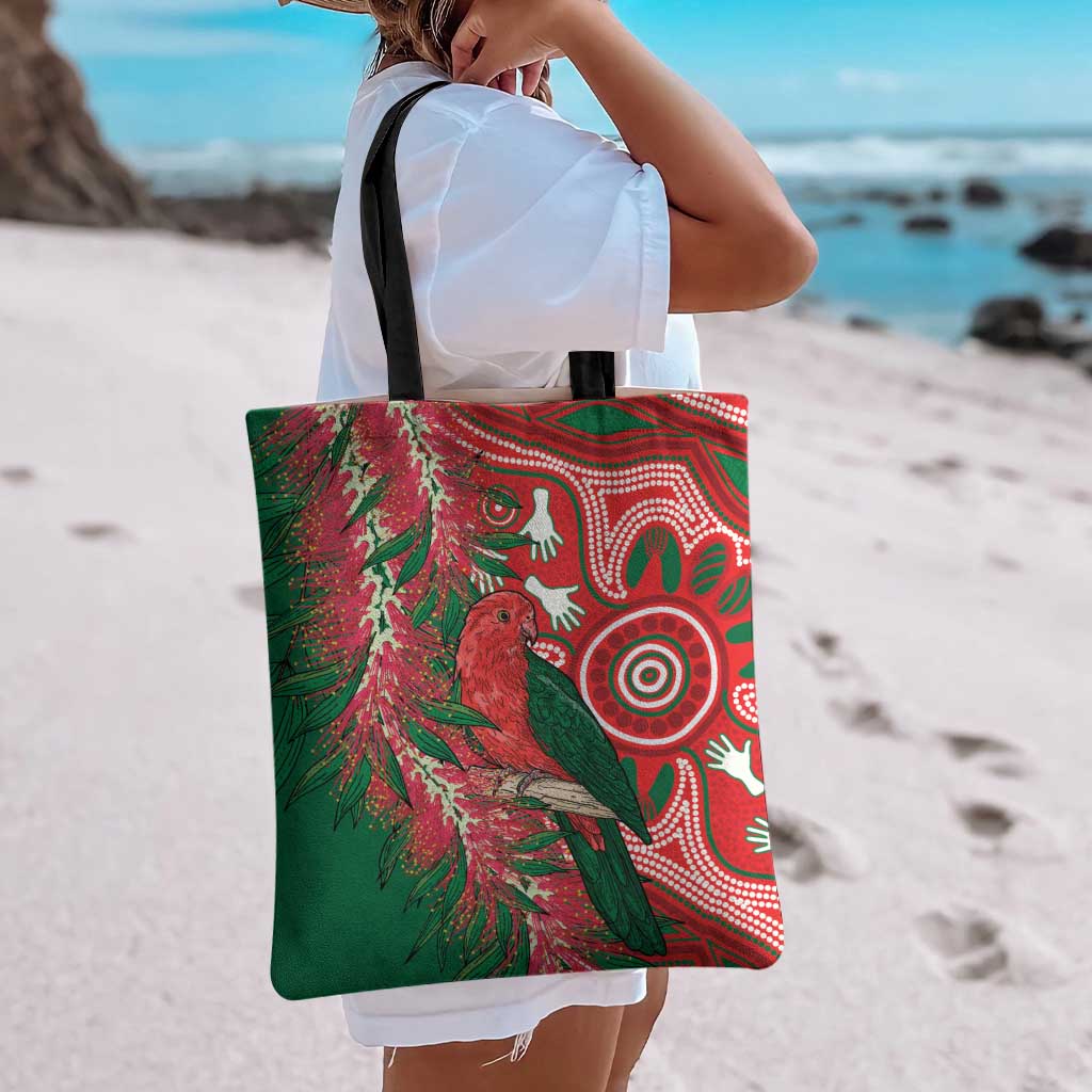 King Parrot Australia Tote Bag Bottlebrushes Aboriginal Art - Aussie Hoodie