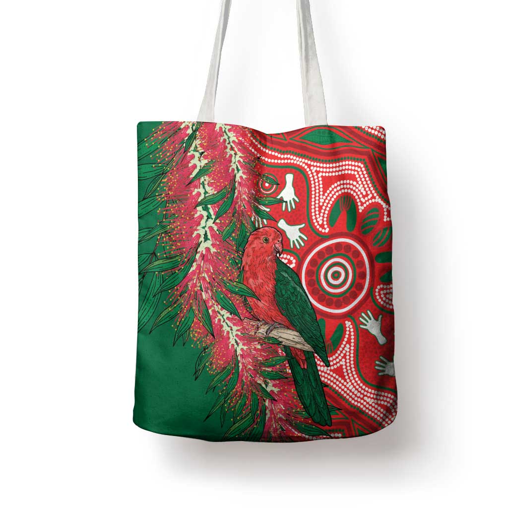King Parrot Australia Tote Bag Bottlebrushes Aboriginal Art - Aussie Hoodie