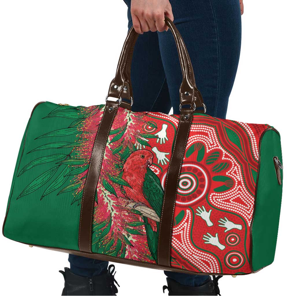 King Parrot Australia Travel Bag Bottlebrushes Aboriginal Art - Aussie Hoodie
